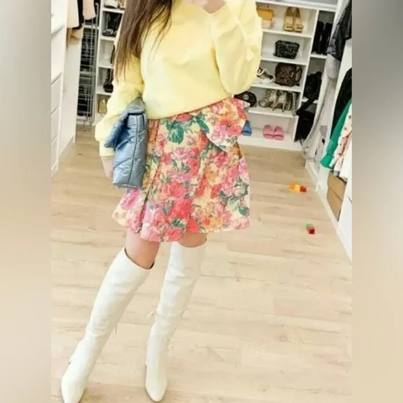 ZARA FLORAL PRINT MINI SKIRT SIZE M - Picture 13 of 14